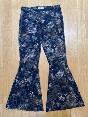 We The Free Metallic Floral Extreme Flare Pants in Black